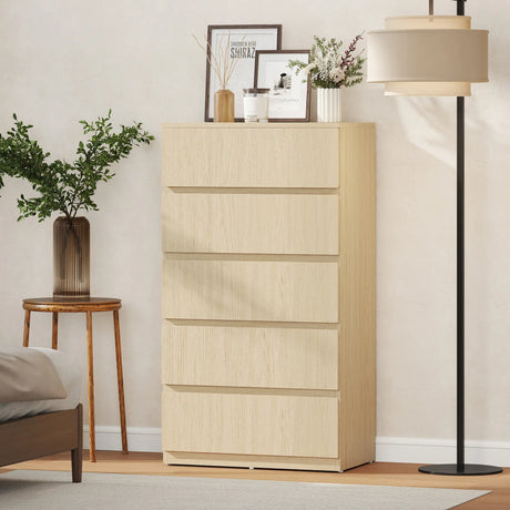 HOMCOM Chest of Drawers, 5-Drawer Storage Cabinets, Modern Dresser, Storage Drawer Unit for Bedroom