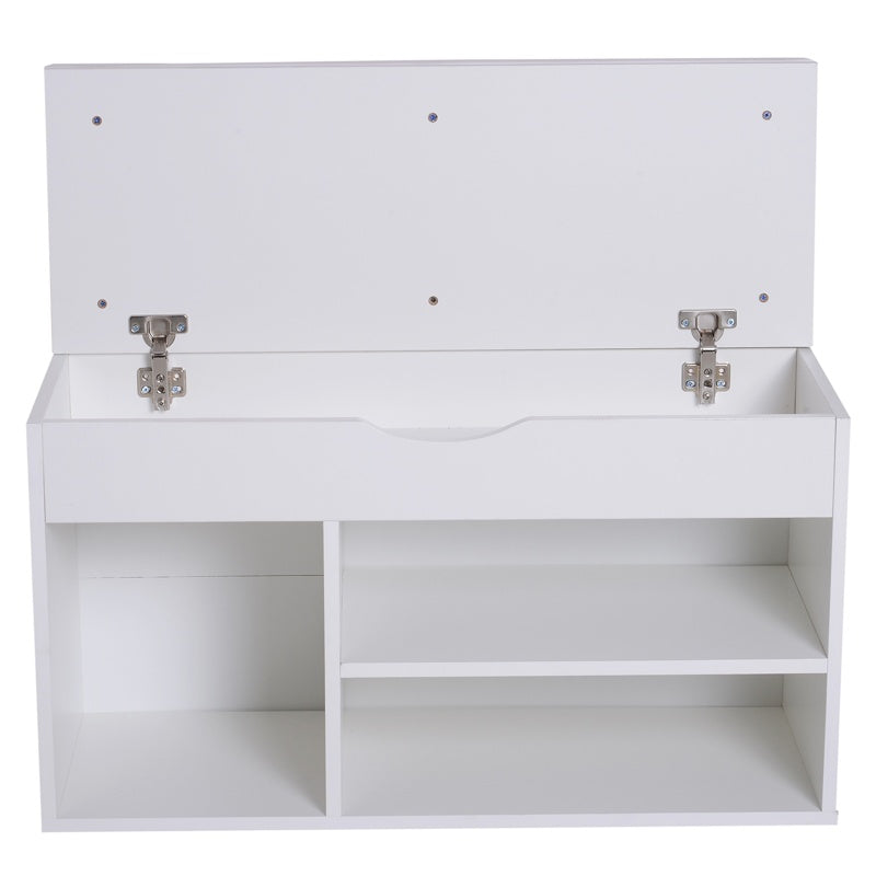 HOMCOM Wooden Shoes Cabinet Bench Hidden Storage Padded Seat Organiser Footwear Rack Hallway White 80 x 30 x 47 cm