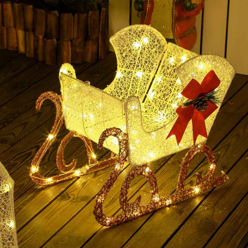 Outsunny 170 LED Light Reindeer and Sleigh Christmas Decoration