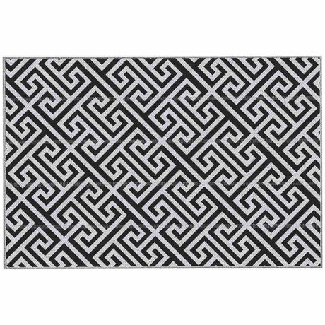 Outsunny 182 x 274 cm(6x9ft) Outdoor Rug Reversible Mat Plastic Straw Rug Portable RV Camping Mat for Garden Deck Picnic Indoor, Black & White