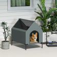 PawHut Dog House Outdoor Elevated Dog Bed with Removable Cover, Mesh Windows, Storage Bag, for S and M-Sized Dogs, Grey