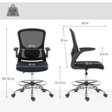 HOMCOM Draughtsman Chair, with Adjustable Lumbar - Black