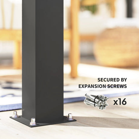 Outsunny 3 x 3(m) Electric Louvered Pergola with LED Lights, Aluminium Pergola Hardtop Gazebo with Remote, Adjustable Roof and Drainage System, Water and UV Proof