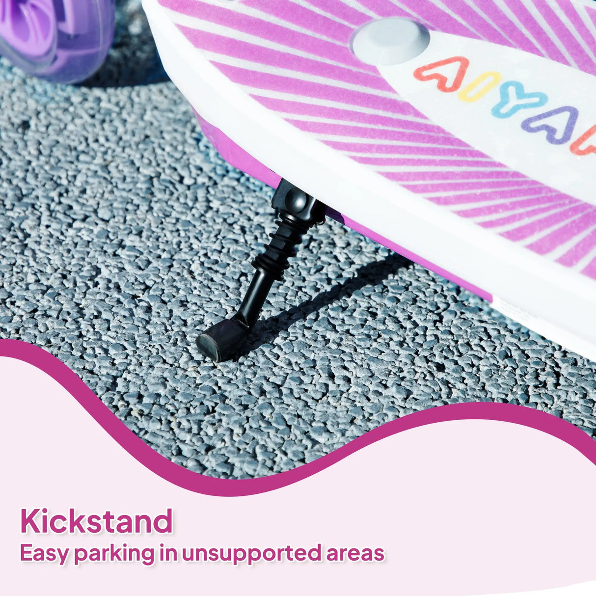 AIYAPLAY Electric Scooter for Kids Aged 4-7 Years, with Flashing LED Lights, Rear Auxiliary Wheels, Purple