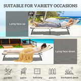 Outsunny Folding Sun Lounger with Face Hole, 4-Position Adjustable Backrest Garden Recliner Chair Sunbed, Outdoor Lounge Chair with 600 D Oxford Cloth Seat, Pillow for Beach, Beige