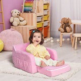 HOMCOM 2-in-1 Kids Armchair, Toddler Sofa Bed, with Wood Frame, for Bedroom, Playroom - Pink