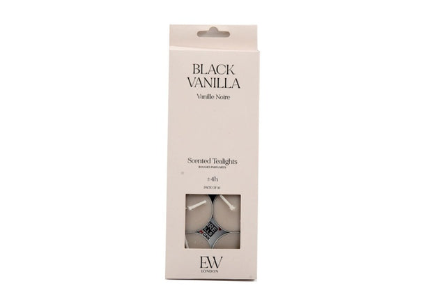 Black Vanilla Scented  Tealights 10 Pack