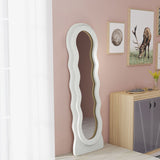 HOMCOM Wavy Velvet-Feel Full Length Mirror - White