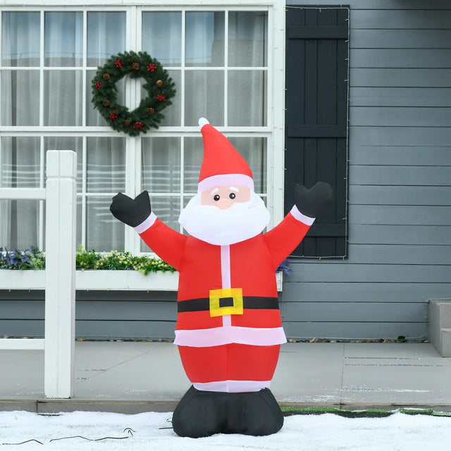 HOMCOM 4ft Inflatable Christmas Santa Claus Xmas Decoration 1 LED Holiday Air Blown Yard Outdoor Dcor