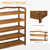 HOMCOM 5-Tier Shoe Rack, Acacia Wooden Shoe Storage Organiser with Hangers, Holds up to 19 Pairs, for Entryway, Living Room, 64 x 26 x 82 cm, Teak