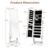 Standing Jewelry Armoire Cabinet with Full Length Mirror-White