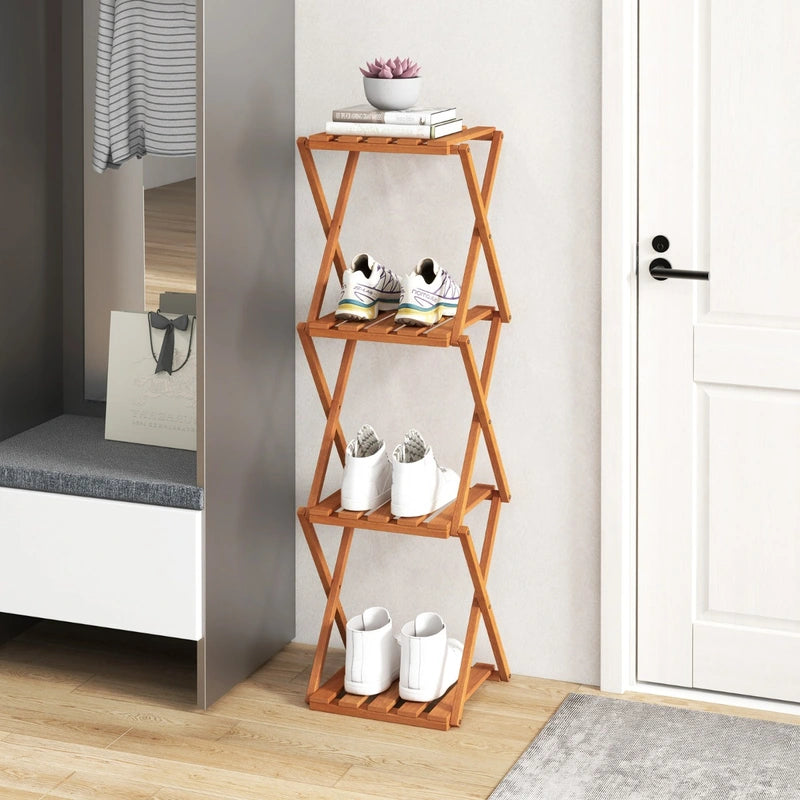 4-Tier Folding Plant Rack and Free Standing Shoe Rack
