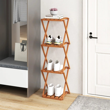 4-Tier Folding Plant Rack and Free Standing Shoe Rack