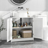 Freestanding Bathroom Vanity Cabinet with 2 Shutter Doors and U-Shape Cut-Out-White