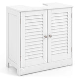 Freestanding Bathroom Vanity Cabinet with 2 Shutter Doors and U-Shape Cut-Out-White