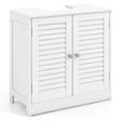 Freestanding Bathroom Vanity Cabinet with 2 Shutter Doors and U-Shape Cut-Out-White