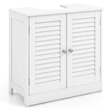 Freestanding Bathroom Vanity Cabinet with 2 Shutter Doors and U-Shape Cut-Out-White
