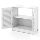 Freestanding Bathroom Vanity Cabinet with 2 Shutter Doors and U-Shape Cut-Out-White