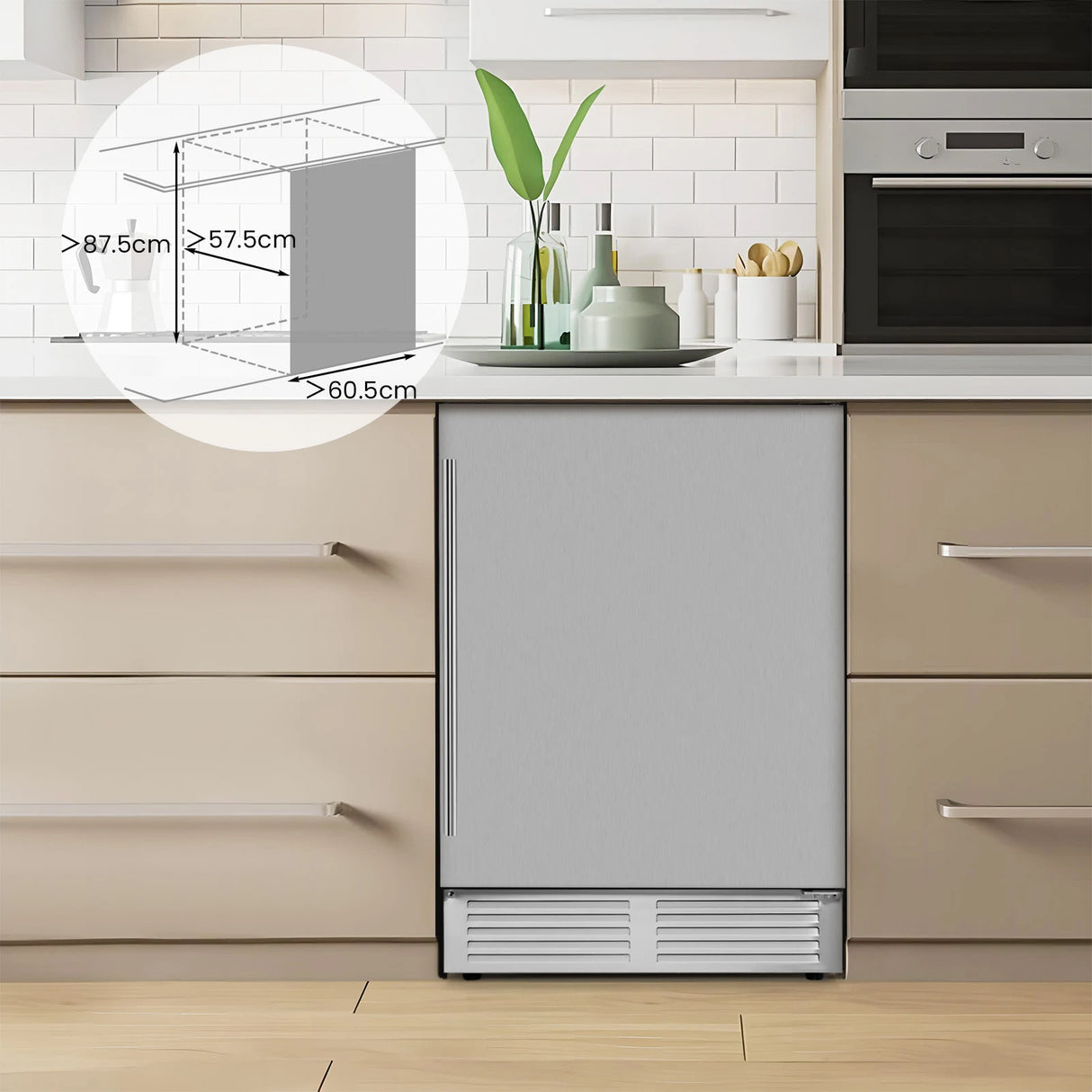 Freestanding Beverage Refrigerator 190 Cans Built-in Cooler-Silver