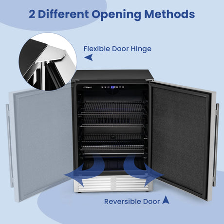 Freestanding Beverage Refrigerator 190 Cans Built-in Cooler-Silver