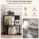 3-Tier Freestanding Bookshelf for Home Office-Black