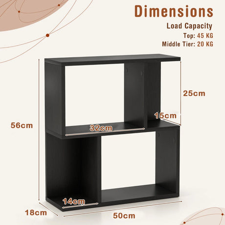 3-Tier Freestanding Bookshelf for Home Office-Black