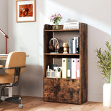 Bookcase with drawer, standing shelf with 2 compartments, office shelf made of wood, 55 x 29 x 105 cm, rustic brown