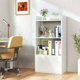 Bookcase with drawer, standing shelf with 2 compartments, wooden office shelf 55 x 29 x 105 cm, white