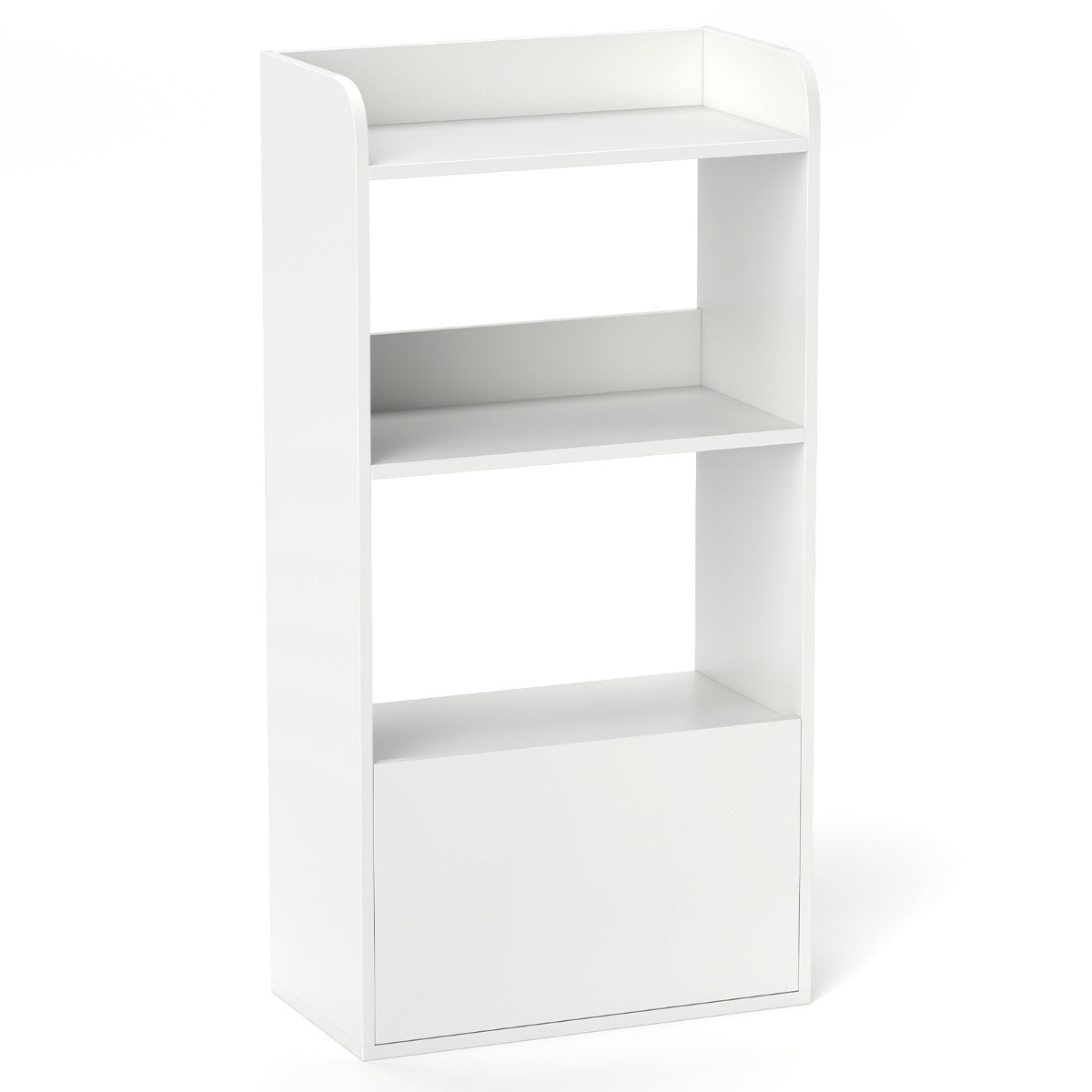 Bookcase with drawer, standing shelf with 2 compartments, wooden office shelf 55 x 29 x 105 cm, white
