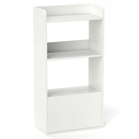 Bookcase with drawer, standing shelf with 2 compartments, wooden office shelf 55 x 29 x 105 cm, white