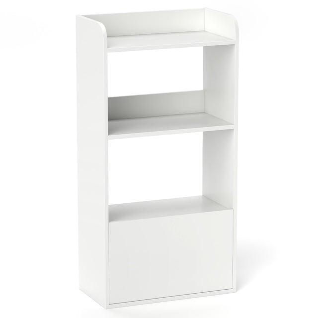 Bookcase with drawer, standing shelf with 2 compartments, wooden office shelf 55 x 29 x 105 cm, white