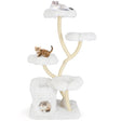 165cm Wooden Scratching Post with 4 Warm Lying Areas &amp; Cat Cave &amp; Sisal Posts Cat Tree White