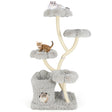 165cm Wooden Scratching Post with 4 Warm Lying Areas &amp; Cat Cave &amp; Sisal Posts Cat Tree Grey
