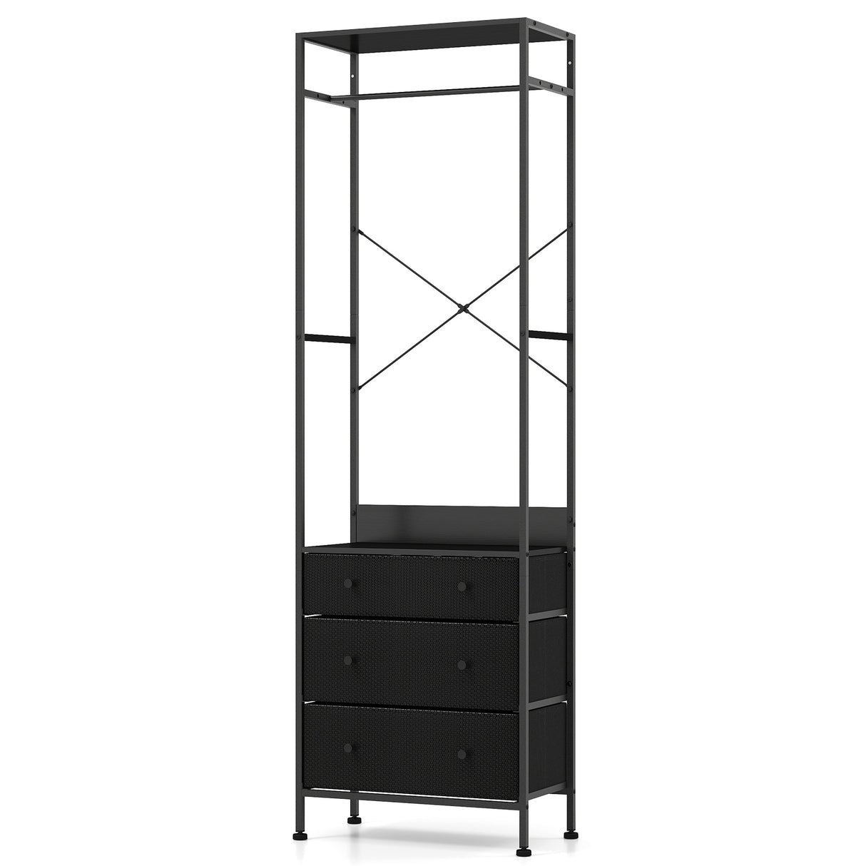 Freestanding Closet Organizer Clothes Rack with Drawers-Black
