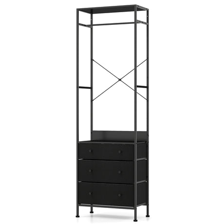 Freestanding Closet Organizer Clothes Rack with Drawers-Black