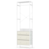 Freestanding Closet Organizer Clothes Rack with Drawers-White