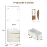 Freestanding Closet Organizer Clothes Rack with Drawers-White
