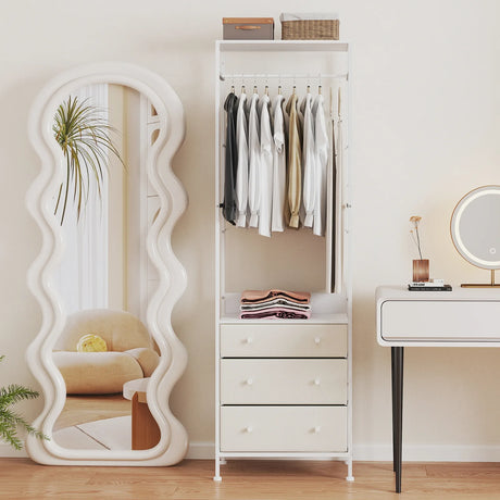 Freestanding Closet Organizer Clothes Rack with Drawers-White