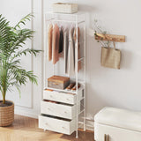 Freestanding Closet Organizer Clothes Rack with Drawers-White