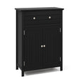 2-Door Freestanding Bathroom Cabinet with Drawer and Adjustable Shelf-Black