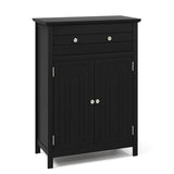 2-Door Freestanding Bathroom Cabinet with Drawer and Adjustable Shelf-Black