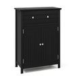 2-Door Freestanding Bathroom Cabinet with Drawer and Adjustable Shelf-Black