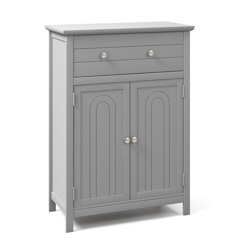 Wooden Bathroom Floor Cabinet with Drawer and Adjustable Shelf-Gray
