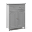 Wooden Bathroom Floor Cabinet with Drawer and Adjustable Shelf-Gray