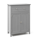Wooden Bathroom Floor Cabinet with Drawer and Adjustable Shelf-Gray