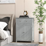 Wooden Bathroom Floor Cabinet with Drawer and Adjustable Shelf-Gray