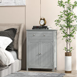 Wooden Bathroom Floor Cabinet with Drawer and Adjustable Shelf-Gray