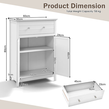 Cabinet with Drawer and Adjustable Shelf for Bathroom/Living Room