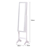Attractive Rectangle Mirrored Jewelry Cabinet-White