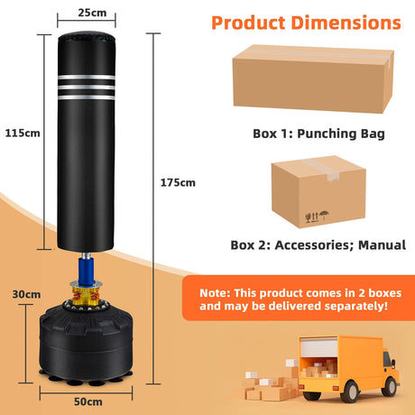 1.75M Freestanding Punching Bag with Stand and Gloves for Adult Youth